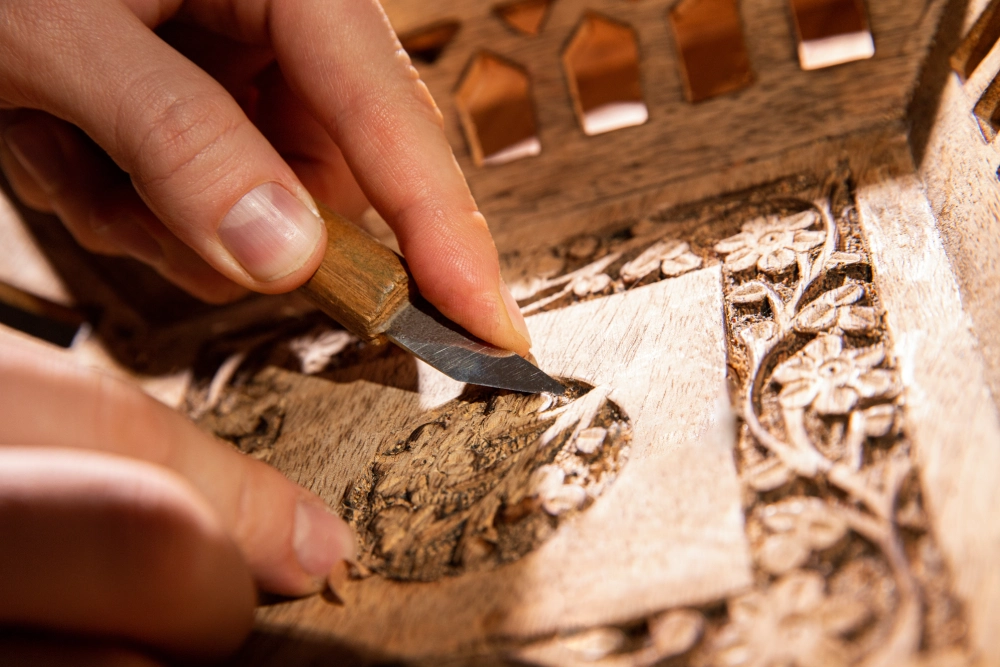 close up engraving art tools